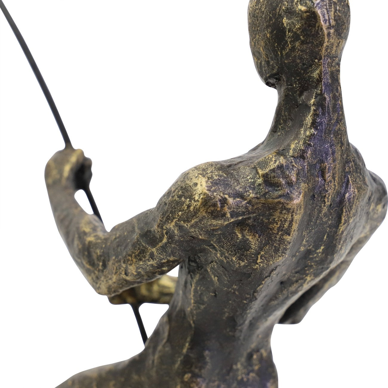 Antique Bronze Fishing Sculpture on Stand